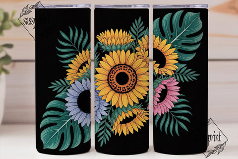 Vibrant Sunflower Tumbler Wrap Sublimation sassyprint 