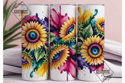 Vibrant Sunflower Watercolor Tumbler Sublimation sassyprint 