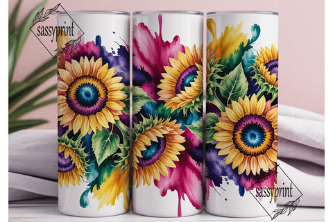 Vibrant Sunflower Watercolor Tumbler Sublimation sassyprint 