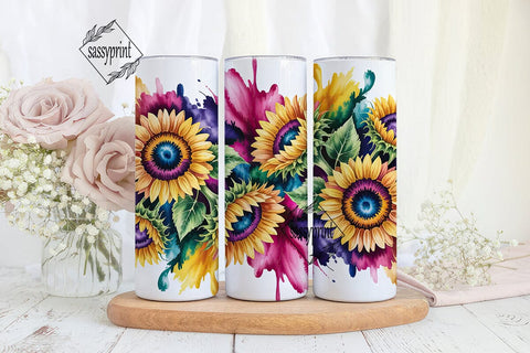 Vibrant Sunflower Watercolor Tumbler Sublimation sassyprint 