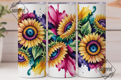 Vibrant Sunflower Watercolor Tumbler Sublimation sassyprint 