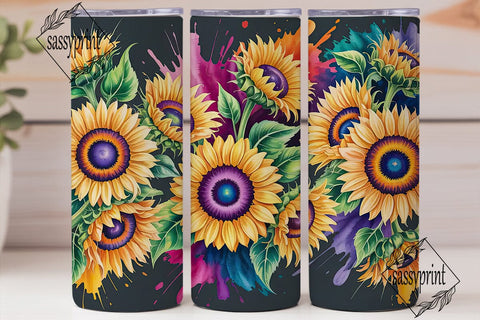 Vibrant Sunflower Watercolor Tumbler Sublimation sassyprint 