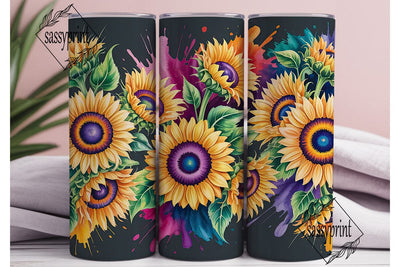 Vibrant Sunflower Watercolor Tumbler Sublimation sassyprint 