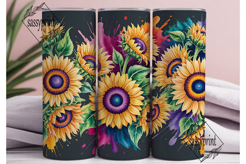 Vibrant Sunflower Watercolor Tumbler Sublimation sassyprint 