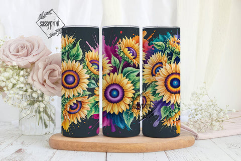 Vibrant Sunflower Watercolor Tumbler Sublimation sassyprint 