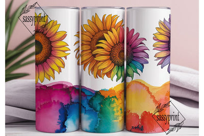 Vibrant Sunflowers Alcohol Ink Tumbler Sublimation sassyprint 