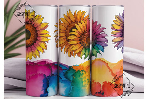Vibrant Sunflowers Alcohol Ink Tumbler Sublimation sassyprint 