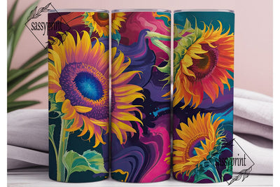 Vibrant Sunflowers Fluid Art Tumbler Sublimation sassyprint 