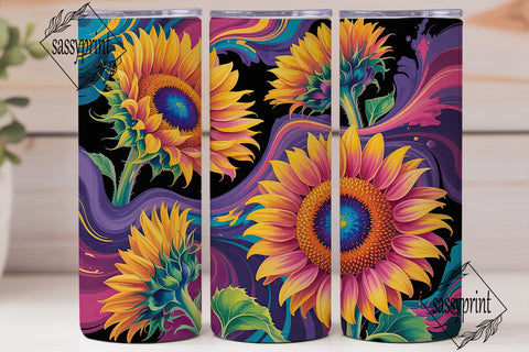 Vibrant Sunflowers Fluid Art Tumbler Sublimation sassyprint 