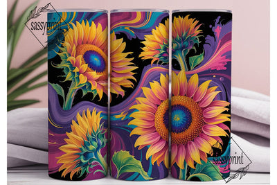 Vibrant Sunflowers Fluid Art Tumbler Sublimation sassyprint 