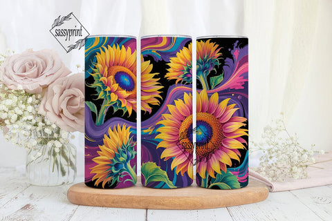 Vibrant Sunflowers Fluid Art Tumbler Sublimation sassyprint 