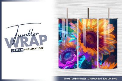 Vibrant Sunflowers With Artistic Neon Light Effects Sublimation Regulrcrative 