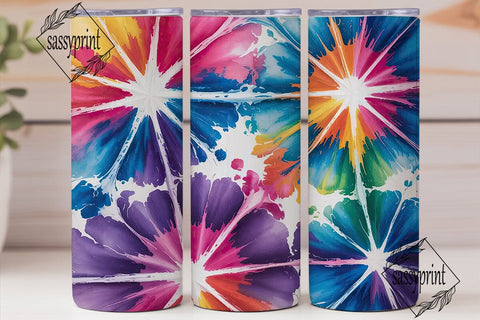 Vibrant Tie Dye Burst 20oz Tumbler Wrap Sublimation sassyprint 