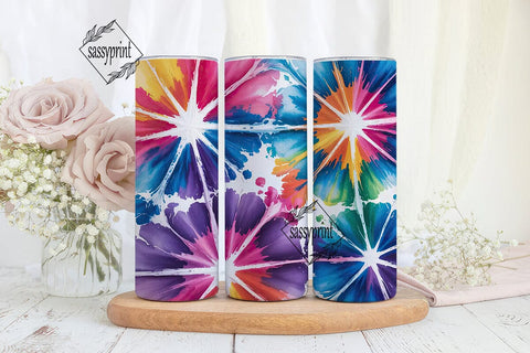 Vibrant Tie Dye Burst 20oz Tumbler Wrap Sublimation sassyprint 