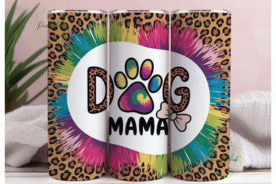 Vibrant Tie Dye Dog Mama Tumbler Wrap Sublimation PixelChick 