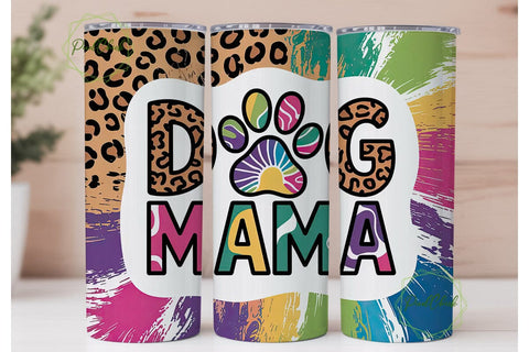 Vibrant Tie Dye Dog Mama Tumbler Wrap Sublimation PixelChick 