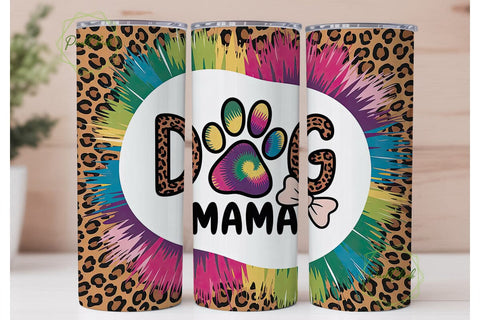 Vibrant Tie Dye Dog Mama Tumbler Wrap Sublimation PixelChick 