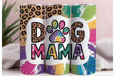 Vibrant Tie Dye Dog Mama Tumbler Wrap Sublimation PixelChick 