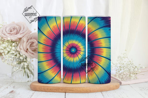 Vibrant Tie Dye Spiral 20oz Tumbler Wrap Sublimation sassyprint 