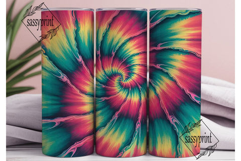 Vibrant Tie Dye Spiral 20oz Tumbler Wrap Sublimation sassyprint 