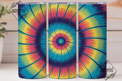 Vibrant Tie Dye Spiral 20oz Tumbler Wrap Sublimation sassyprint 