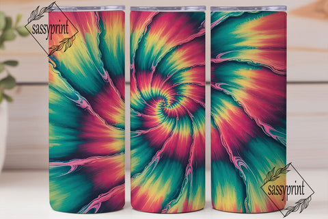Vibrant Tie Dye Spiral 20oz Tumbler Wrap Sublimation sassyprint 