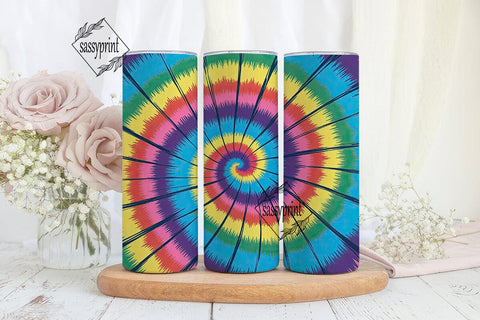 Vibrant Tie Dye Spiral 20oz Tumbler Wrap Sublimation sassyprint 