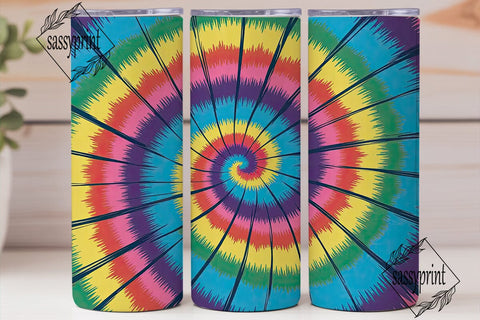 Vibrant Tie Dye Spiral 20oz Tumbler Wrap Sublimation sassyprint 
