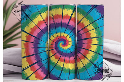 Vibrant Tie Dye Spiral 20oz Tumbler Wrap Sublimation sassyprint 
