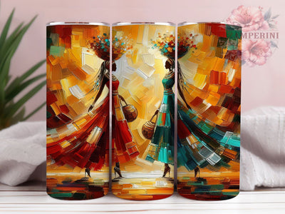Vibrant Tribal African Women Tumbler, Vibrant Tribal, Afrocentric Art, Tumbler Wrap, Sublimation Design, 20oz Tumbler, Cultural Pattern Sublimation Li Zamperini 