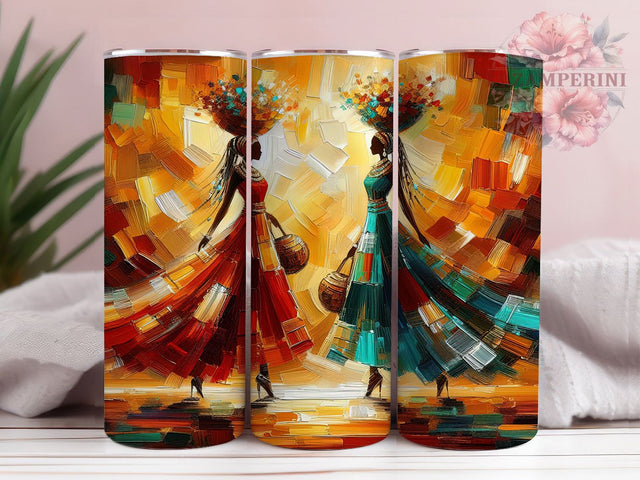 Vibrant Tribal African Women Tumbler, Vibrant Tribal, Afrocentric Art, Tumbler Wrap, Sublimation Design, 20oz Tumbler, Cultural Pattern Sublimation Li Zamperini 