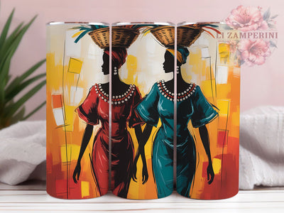 Vibrant Tribal African Women Tumbler, Vibrant Tribal, Afrocentric Art, Tumbler Wrap, Sublimation Design, 20oz Tumbler, Cultural Pattern Sublimation Li Zamperini 