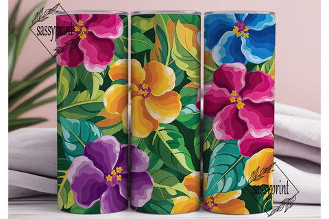 Vibrant Tropical Flowers Tumbler Wrap Sublimation sassyprint 