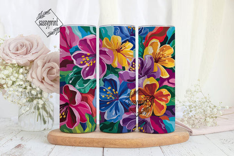 Vibrant Tropical Flowers Tumbler Wrap Sublimation sassyprint 