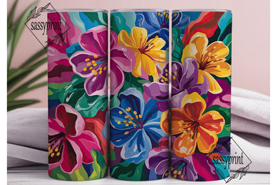 Vibrant Tropical Flowers Tumbler Wrap Sublimation sassyprint 