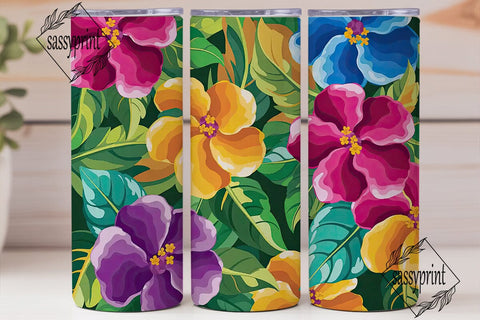 Vibrant Tropical Flowers Tumbler Wrap Sublimation sassyprint 