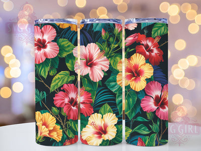 Vibrant Tropical Hibiscus Tumbler, Tropical Floral Tumbler, Vibrant Hibiscus Wrap, Whimsical Flower Wrap, Exotic Floral Wrap, Sublimation Design, Trendy Gift Idea Sublimation SvggirlplusArt 