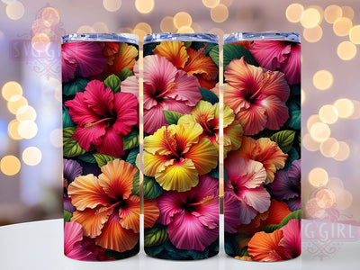 Vibrant Tropical Hibiscus Tumbler, Tropical Floral Tumbler, Vibrant Hibiscus Wrap, Whimsical Flower Wrap, Exotic Floral Wrap, Sublimation Design, Trendy Gift Idea Sublimation SvggirlplusArt 