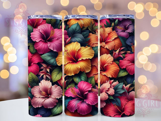 Vibrant Tropical Hibiscus Tumbler, Tropical Floral Tumbler, Vibrant Hibiscus Wrap, Whimsical Flower Wrap, Exotic Floral Wrap, Sublimation Design, Trendy Gift Idea Sublimation SvggirlplusArt 