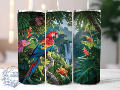 Vibrant Tropical Macaw Parrot Tumbler, Tropical Parrot Tumbler, Seamless Macaw Wrap, Vibrant Bird Wrap, Artistic Tropical Wrap, Sublimation Design, Trendy Gift Idea Sublimation ToriDesigns 