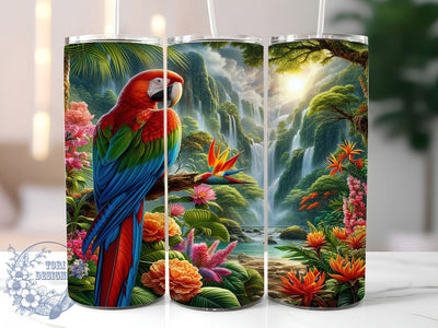 Vibrant Tropical Macaw Parrot Tumbler, Tropical Parrot Tumbler, Seamless Macaw Wrap, Vibrant Bird Wrap, Artistic Tropical Wrap, Sublimation Design, Trendy Gift Idea Sublimation ToriDesigns 