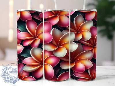 Vibrant Tropical Plumeria Floral Tumbler, Tropical Flower Tumbler, Seamless Plumeria Wrap, Vibrant Floral Wrap, Artistic Tropical Wrap, Sublimation Design, Trendy Gift Idea Sublimation ToriDesigns 