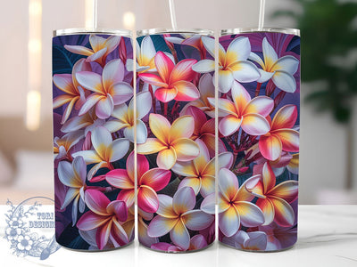 Vibrant Tropical Plumeria Floral Tumbler, Tropical Flower Tumbler, Seamless Plumeria Wrap, Vibrant Floral Wrap, Artistic Tropical Wrap, Sublimation Design, Trendy Gift Idea Sublimation ToriDesigns 