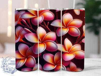 Vibrant Tropical Plumeria Floral Tumbler, Tropical Flower Tumbler, Seamless Plumeria Wrap, Vibrant Floral Wrap, Artistic Tropical Wrap, Sublimation Design, Trendy Gift Idea Sublimation ToriDesigns 