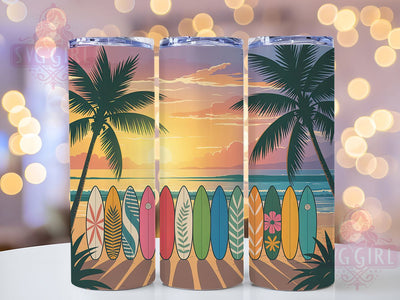 Vibrant Tropical Sunset Surf Tumbler, Hawaiian Surfboard Tumbler, Beach Vibes Wrap, Vibrant Tropical Wrap, Artistic Surf Wrap, Sublimation Design, Trendy Gift Idea Sublimation SvggirlplusArt 