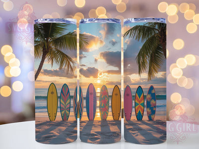 Vibrant Tropical Sunset Surf Tumbler, Hawaiian Surfboard Tumbler, Beach Vibes Wrap, Vibrant Tropical Wrap, Artistic Surf Wrap, Sublimation Design, Trendy Gift Idea Sublimation SvggirlplusArt 