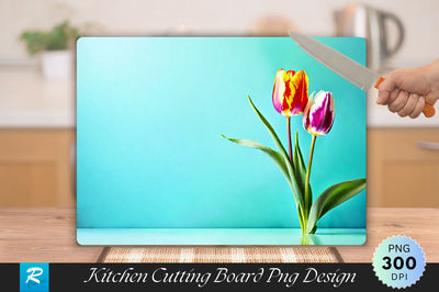 Vibrant Tulip Blossoms Posing on a Soft Cutting Board Sublimation Regulrcrative 