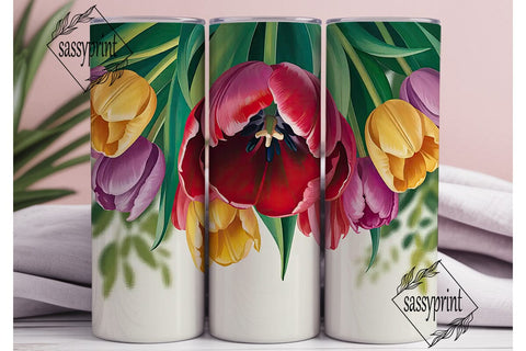Vibrant Tulip Garden 20oz Tumbler Wrap Sublimation sassyprint 