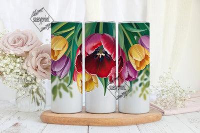 Vibrant Tulip Garden 20oz Tumbler Wrap Sublimation sassyprint 