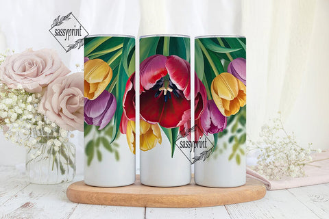 Vibrant Tulip Garden 20oz Tumbler Wrap Sublimation sassyprint 